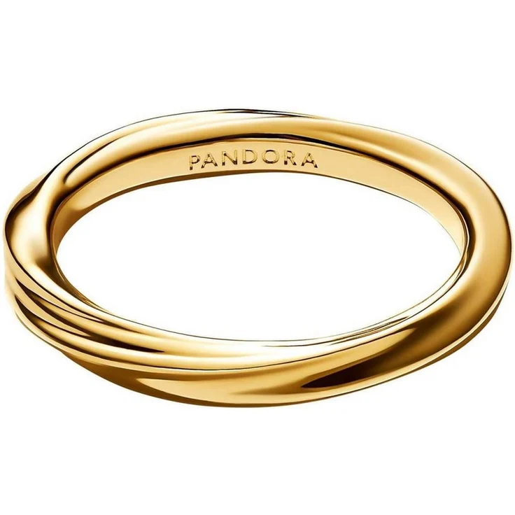 Pandora Fingerring 163888C00, Damenring gedreht in Goldfarben, Pandora Essence Kollektion, goldplattiert, Ringschiene 2,5 mm