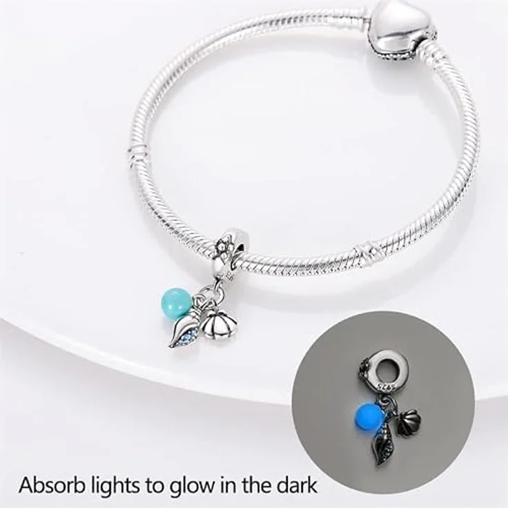 LNQOBU Glow in the Dark Glühwürmchen Charm Anhänger, 925 Silber farbwechselndes Chamäleon Bead Charms für Damenarmbänder und Halsketten – Bild 3