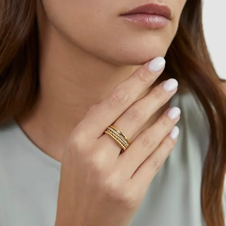 s.Oliver Ring - Eleganter Damenring aus poliertem Edelstahl - gold, wasserfest & hautfreundlich, Größe 54 – Bild 2