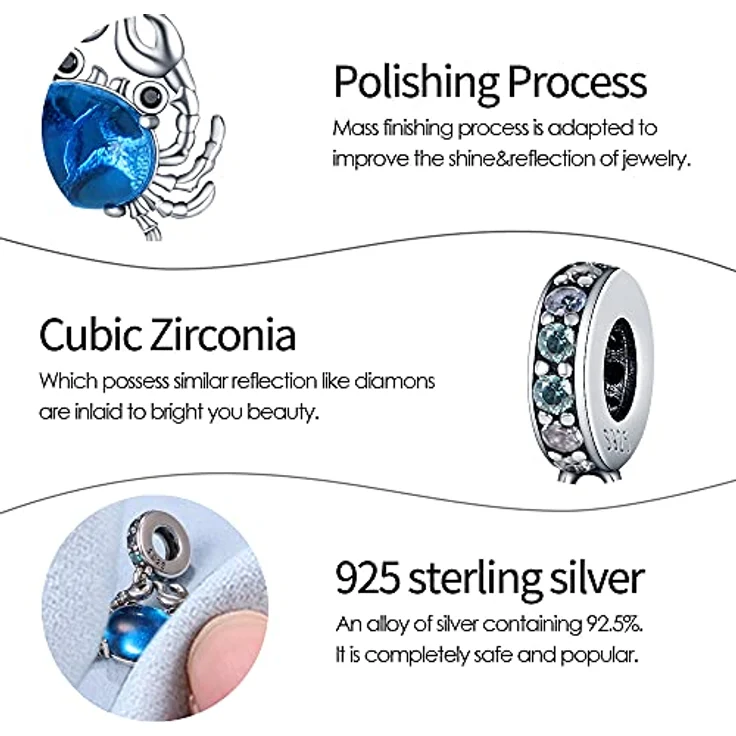 Pandach Damen Charm Anhänger, 925 Sterling Silber mit Zirkonia-Steinen, kompatibel mit europäischen Armbändern und Halsketten – Bild 5