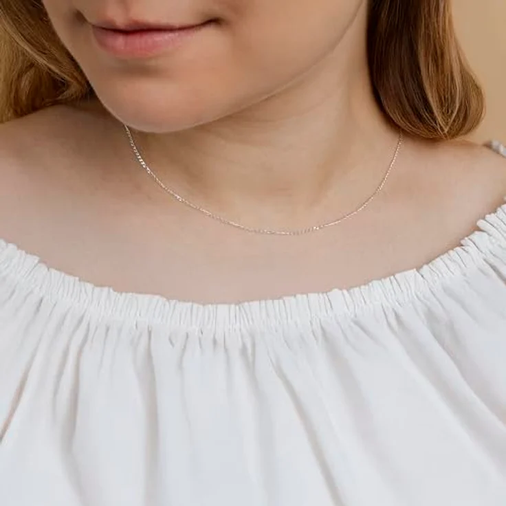 Amberta Echt 925 Sterling Silber Halskette, 40 cm lange Gliederkette für Damen und Herren, super dünne Schlangenkette mit hochglanzpolierter Oberfläche – Bild 2