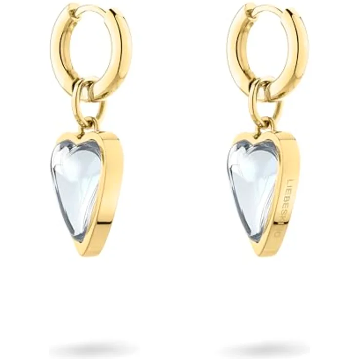 Liebeskind Berlin LJ-1702-E-28, Damen Ohrringe aus Edelstahl in IP Gold, 2,8 cm mit Schanierverschluss