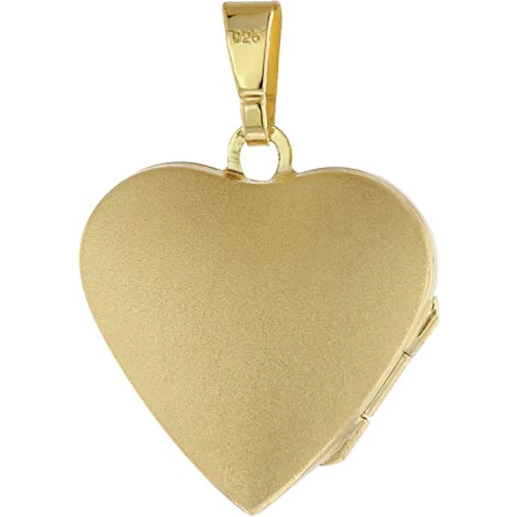 trendor Medaillon Herz mit Kette 925 Silber goldplattiert, 42 cm, eleganter Anhänger mit Platz für 2 Bilder, florale Prägung, Geschenkidee für Damen – Bild 2