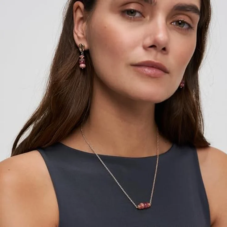 Tamaris Necklace, Kette mit bunten Natursteinen aus Edelstahl, IP Roségold, verstellbar bis 45 cm, wasserfest & hautfreundlich – Bild 4