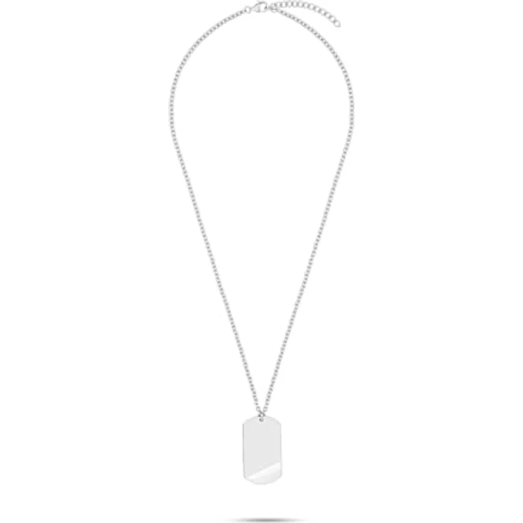 s.Oliver Herren Necklace - Halskette aus mattiertem Edelstahl mit Taganhänger - Silber - Ankerkette verstellbar bis 60 cm - wasserfest & hautfreundlich – Bild 2
