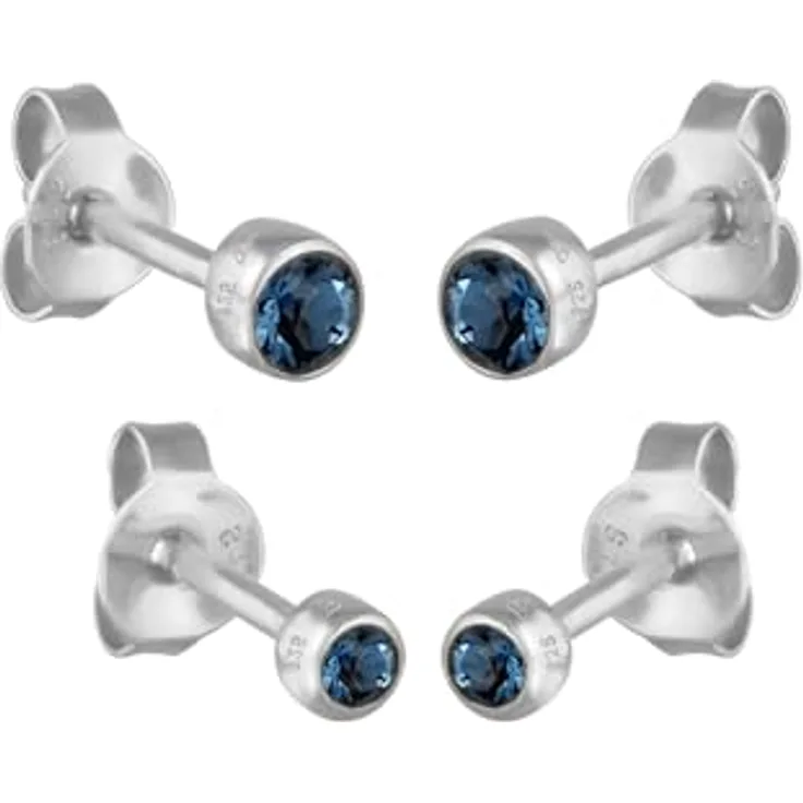Elli Ohrringe Damen Ohrstecker 2er Set Basic mit Glaskristall, 925 Sterling Silber