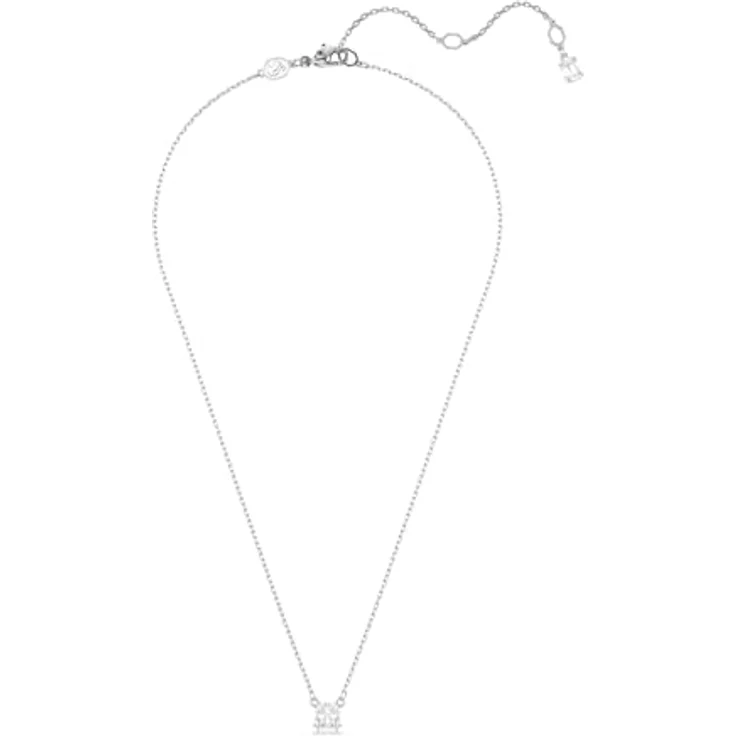 Swarovski Stilla Halskette, Rhodinierte Damenhalskette mit Weißen Kristallen im Kissenschliff, Karabinerverschluss – Bild 2