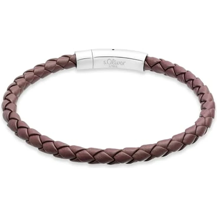 s.Oliver Herren Bracelet, Armband aus Echtleder in IP Braun, 22 cm, wasserfest & hautfreundlich – Bild 1