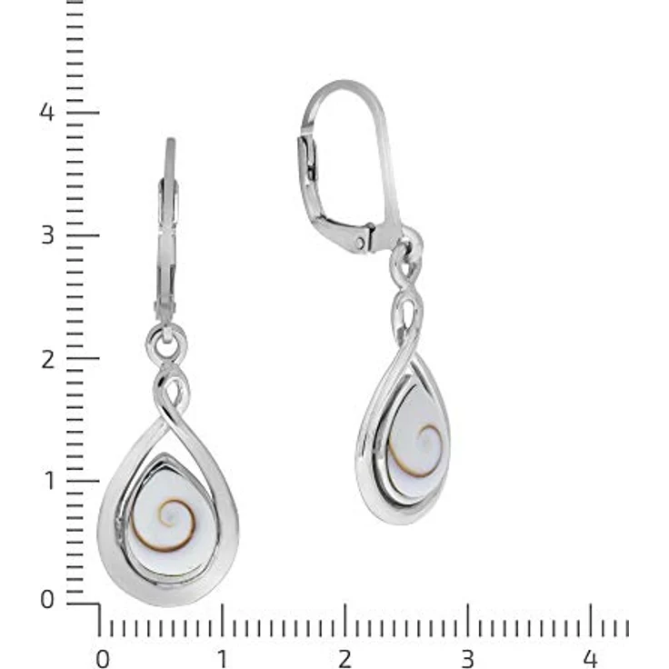 Zeeme Pearls Damen Ohrhänger 925/- Sterling Silber, glänzende Tropfenform mit weißer Muschel, 3,7 cm – Bild 2