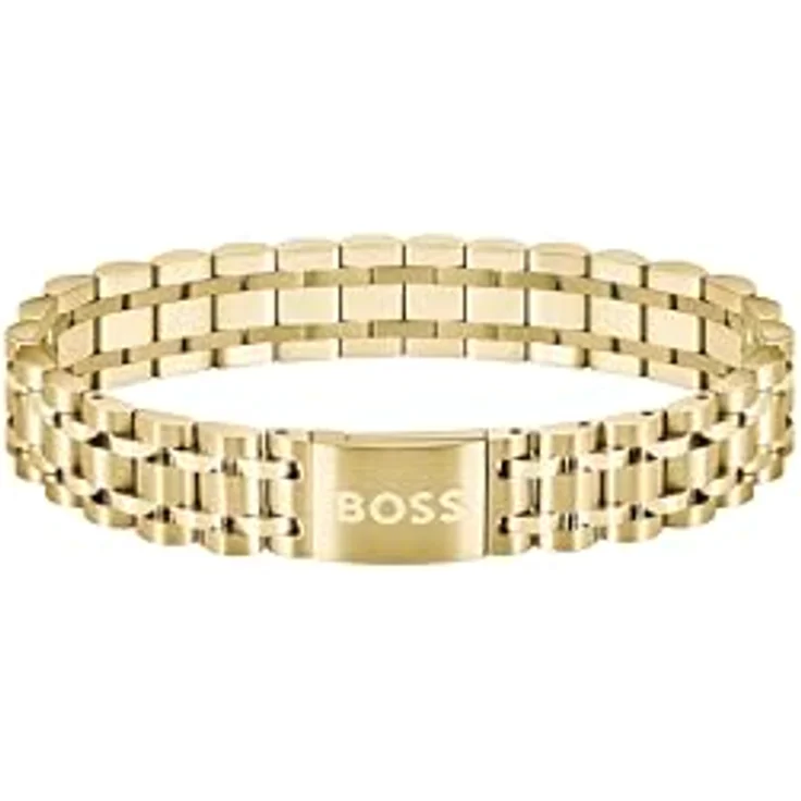 BOSS Jewelry Armband OWAN, Fünf-Glieder-Armband mit Knebelverschluss, gelbgoldene Ionenplattierung, anpassbare Passform, elegante Logo-Gravurplatte – Bild 1
