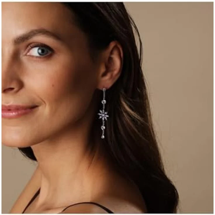 JETTE Damen-Ohrhänger, 925er Silber mit recyceltem Zirkonia, Silber, One Size – Bild 2
