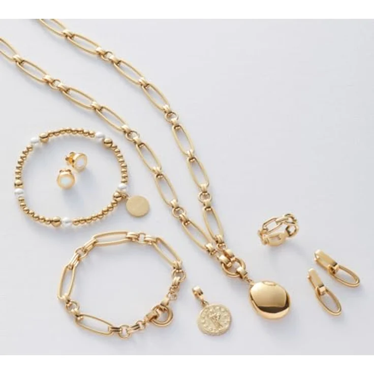 JEWELS BY LEONARDO Kreolen Mathilde, goldfarbene Edelstahl Ohrhänger mit abnehmbaren Kettenglied-Anhängern im Chunky Chain Look, Schmuck Geschenk für Frauen – Bild 5
