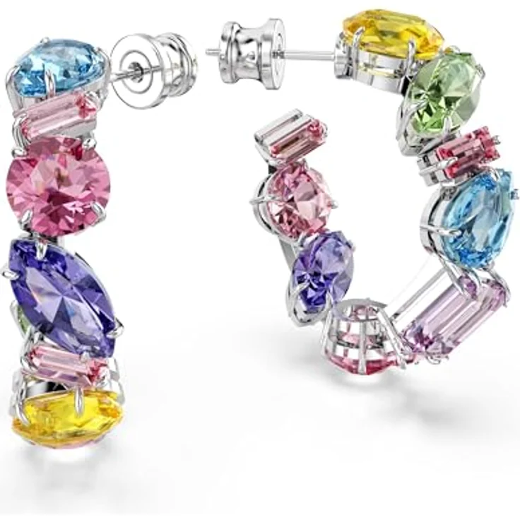 Swarovski Creolen Gema 5692412, Metall-Creolen mit mehrfarbigem Kristall-Besatz – Bild 3