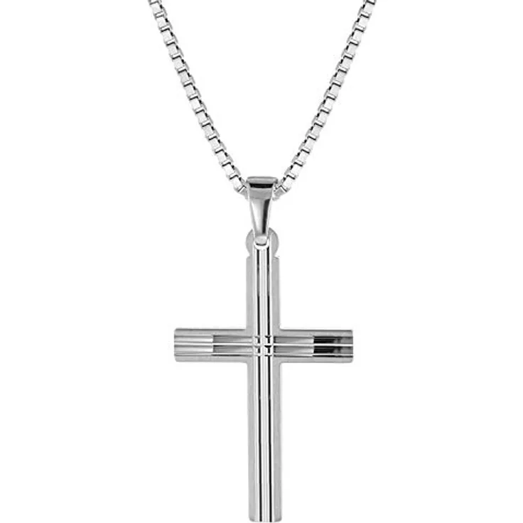 trendor Kreuz-Halskette aus 925 Silber mit Anhänger, 50 cm, modisches Geschenk für Herren, zeitloser Herrenschmuck
