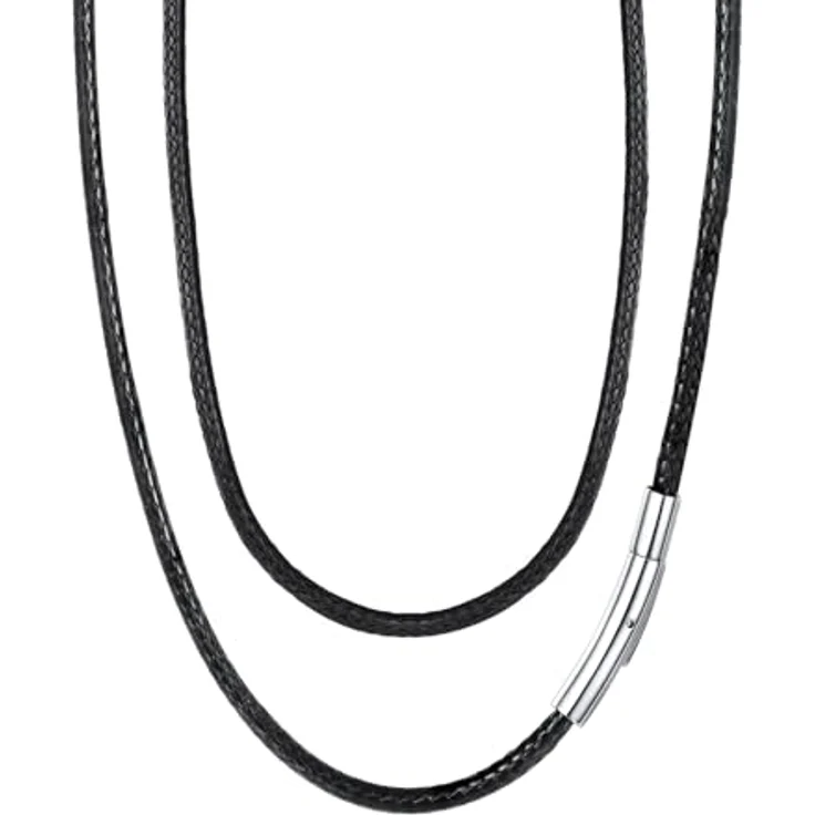FaithHeart Damen Lederhalsband, 45CM schwarze Kunstlederkette, 3MM breit mit Edelstahlverschluss, anpassbar für Anhänger, ideal als Geschenk für Weihnachten – Bild 1