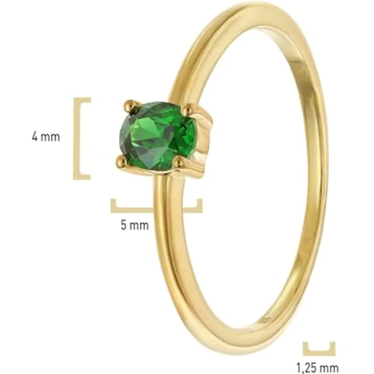 trendor Damenring 333 Gold (8k) Ovaler Zirkonia Grün, elegantes Schmuckstück für Frauen, Ringgröße 54/17,2 – Bild 4