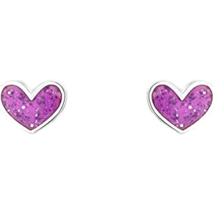Prinzessin Lillifee Paar Ohrstecker Purple Heart, 4 mm Echtschmuck aus 925 Sterling Silber mit Rhodiumveredelung und Emaille-Dekor – Bild 3