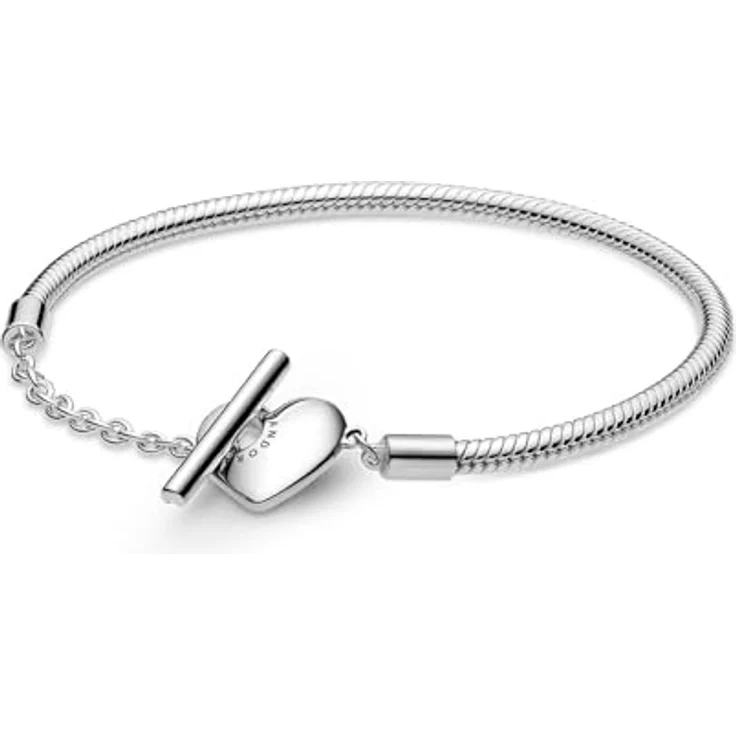 PANDORA Moments Schlangen-Gliederarmband mit T-Verschluss aus Sterling Silber, Größe 16 cm, geeignet für 10-13 Charms – Bild 1