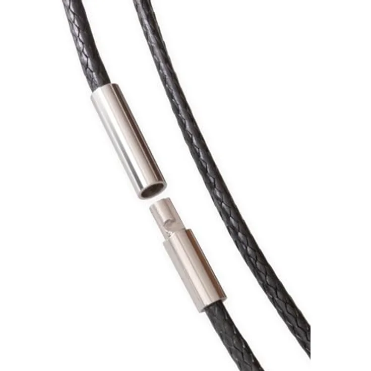 Fly Style dünne Halskette geflochtene Wax Rope Chain, schwarzer Choker mit Edelstahl-Verschluss, ca. 71 cm, minimalistisch und wasserabweisend