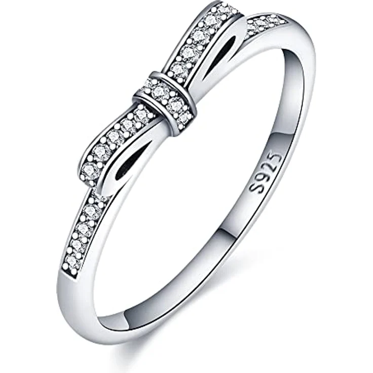 KUNSIR 925 Sterling Silber Damenring Liebesknoten mit Zirkonia, Retro-Vintage Design Größe R1 – Bild 1