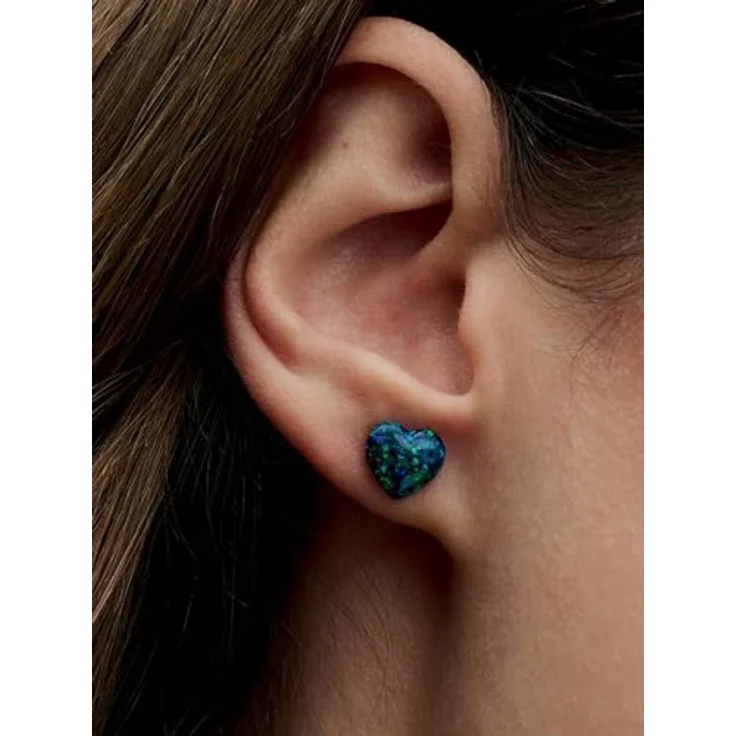 PANDORA Moments Schimmerndes Grünes Herz Ohrringe aus Sterling Silber mit künstlichem Opal, grün-blau – Bild 3
