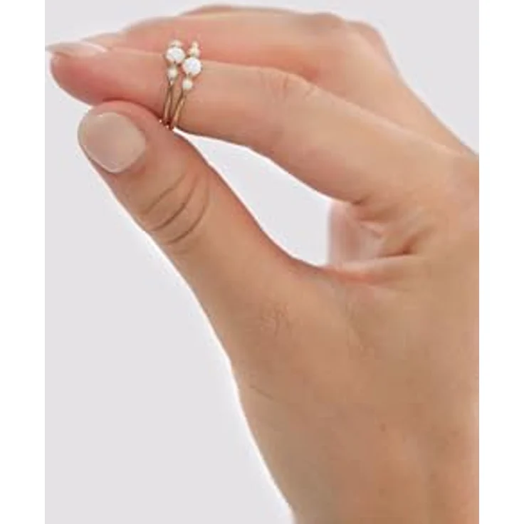 Elli Fingerring Opal Rund Trio Vintage, 925er Silber mit synth. Opalen für Damen – Bild 4