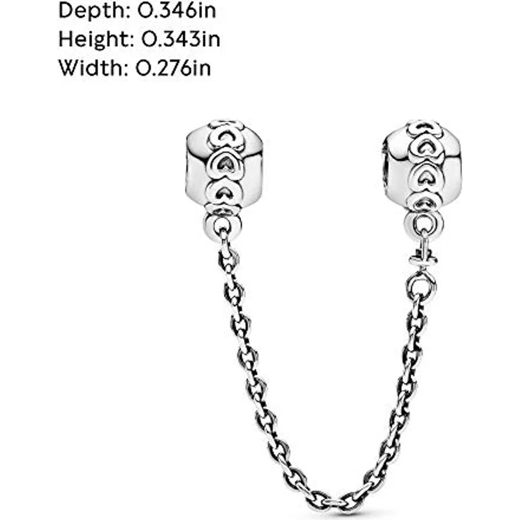 PANDORA Moments Gereihte Herzen Komfortkette, Sterling Silber, Sicherheitskette für Charms – Bild 5