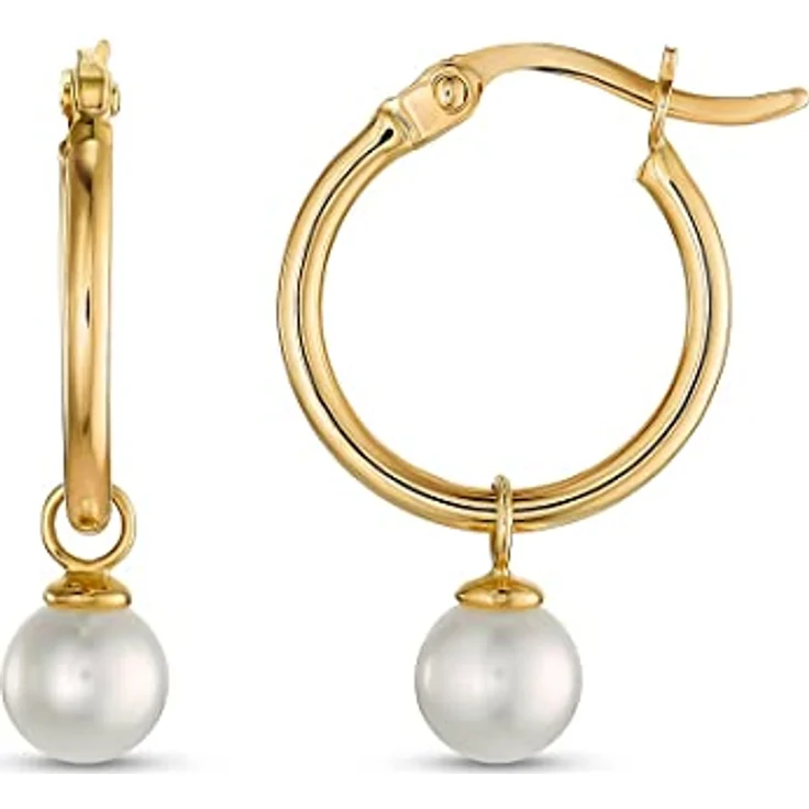 CHRIST Damen-Creolen aus 375er Gelbgold mit Süßwasserperle, Durchmesser 12 mm, One Size – Bild 2