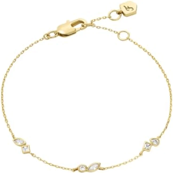 Fossil Damen Kettenarmband aus Messing mit Karabinerverschluss, Helles Gold, 16,5 cm + 2,5 cm verstellbar – Bild 1