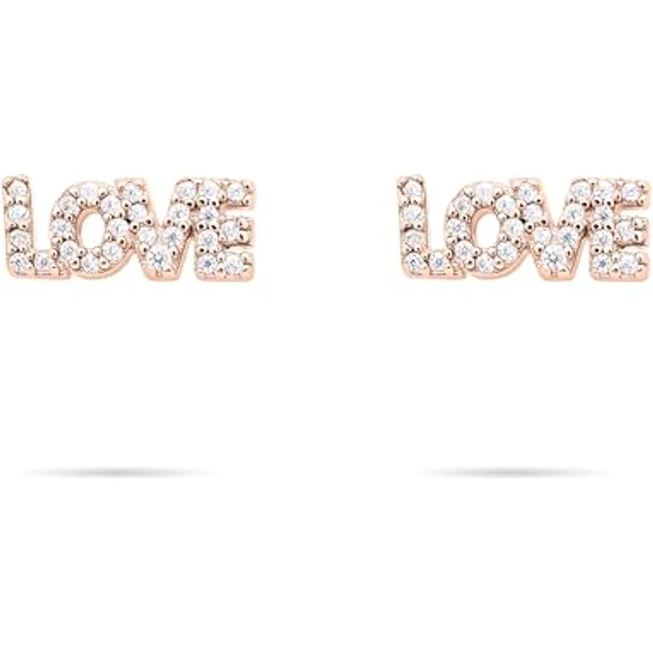 Tamaris Damen Ohrringe TJ-0706-E-09, Ohrstecker aus 925 Silber in IP Roségold mit "LOVE" Schrift und Zirkoniasteinen, 1 cm – Bild 1