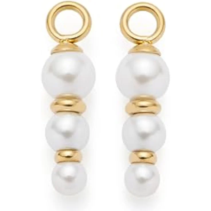 JEWELS BY LEONARDO Anhänger Beauty's Justine, goldfarbener Edelstahl mit drei weißen Imitationsperlen im Größenverlauf, 1 Paar Charms-Anhänger für Frauen, 025524 – Bild 1