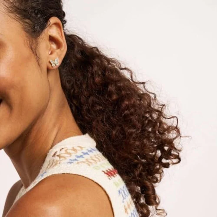 Fossil Damen Ohrringe, goldfarbene Edelstahl-Ohrringe mit Pfostenverschluss, poliert, 1.13 cm x 0.85 cm – Bild 2