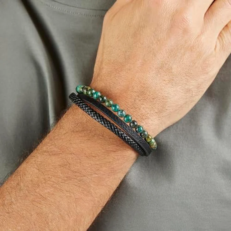 s.Oliver Herren Bracelet, Echtlederarmband in IP Schwarz, verstellbar bis 22 cm, wasserfest & hautfreundlich – Bild 3