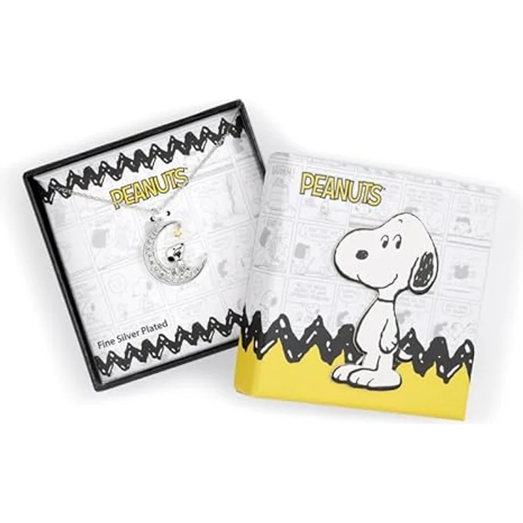 Peanuts Snoopy in Moon, Unisex Halskette, Fan-Merch in silberfarben – Bild 4