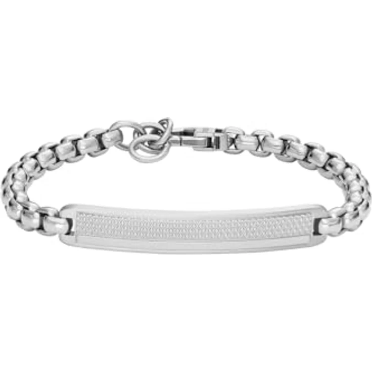 Fossil Knox JF04767040, Herren-Armband aus silbernem Edelstahl mit mattem und glänzendem Finish, Karabinerverschluss – Bild 1