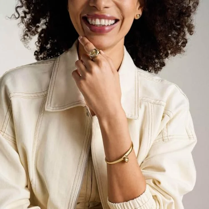 Fossil Sadie Damenarmband aus Edelstahl, Druckknopfverschluss, bernsteinfarbenes Gold – Bild 2