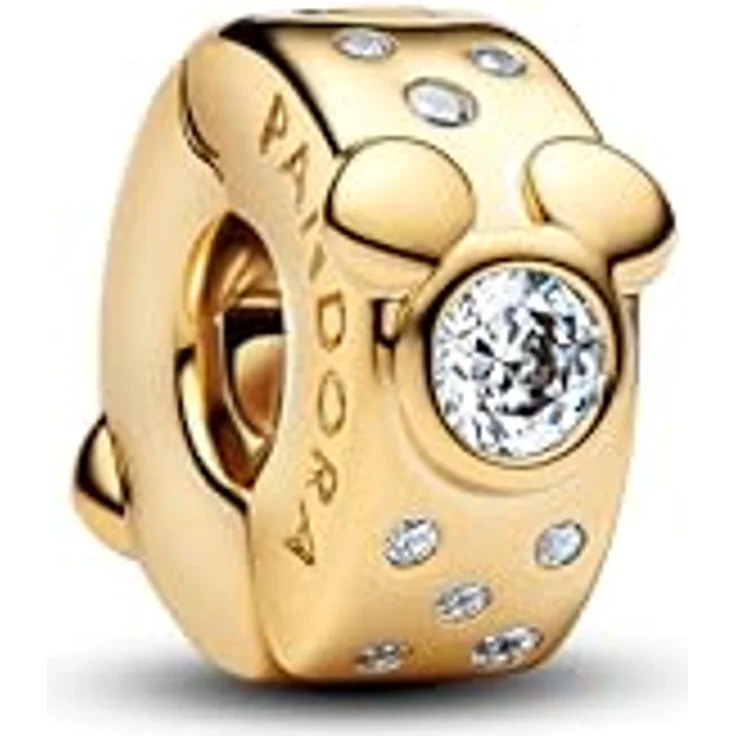 PANDORA Moments Disney Micky & Minnie Maus Clip-Charm, 14K vergoldet mit Zirkonia, kompatibel mit Moments, 764130C01 – Bild 1