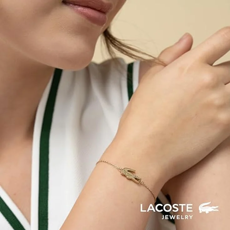 Lacoste Gliederarmband für Damen Kollektion CROCODILE, Edelstahl mit nelkengoldener IP-Beschichtung, Innenumfang 16,5 cm, Karabinerverschluss, legendäres Krokodillogo – Bild 4