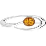 Ostsee-Schmuck Brosche Wilma, Silber 925/000 mit cognacfarbenem Bernstein, 9 x 7 mm, Blütendesign im Geschenketui