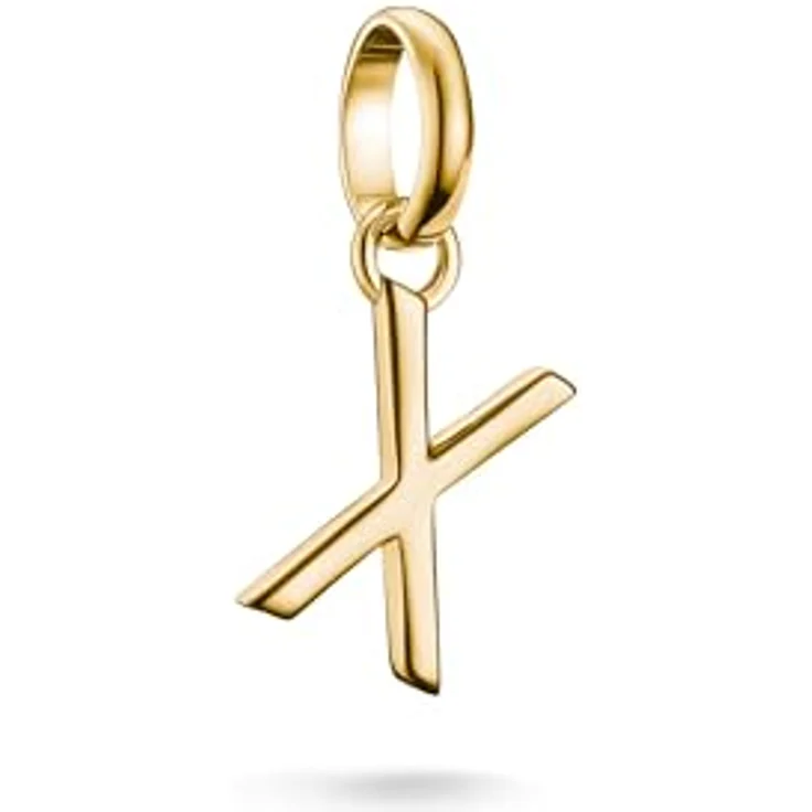 Thomas Sabo Charm Club Connect Charm-Anhänger Buchstabe X, 18k Vergoldung aus recyceltem 925 Silber, flexibles Design mit Öse – Bild 1