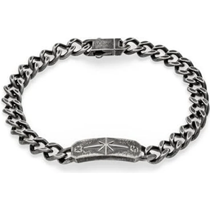 s.Oliver Herren Bracelet - Armband aus mattiertem Edelstahl IP Gun - 22 cm Gliederkette, wasserfest & hautfreundlich – Bild 2