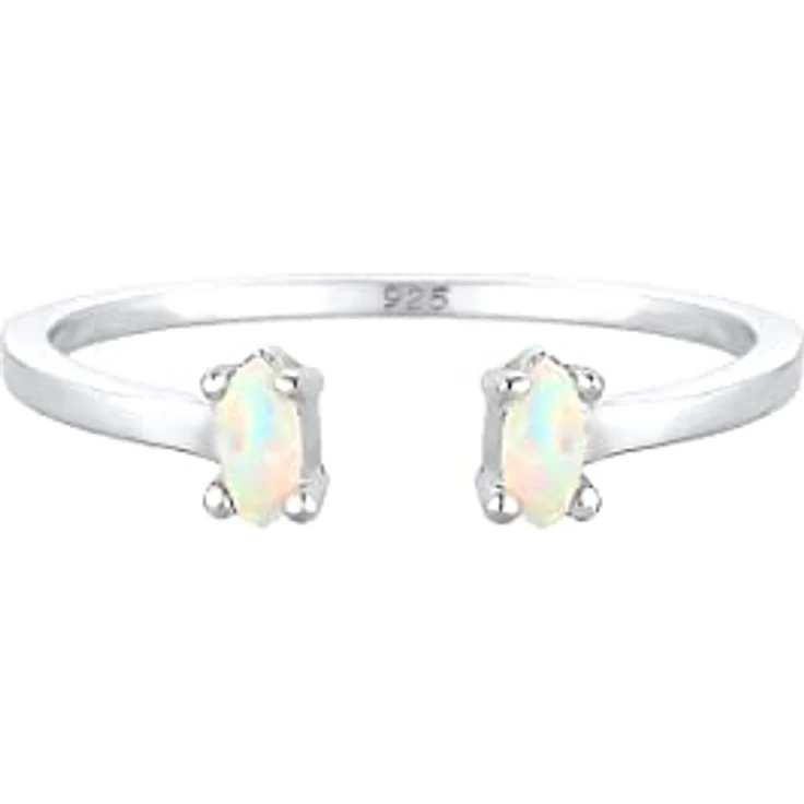 Elli Damenring Oval Geo Opal, Verstellbar, 925 Sterling Silber, anlaufgeschützt, hochglanzpoliert – Bild 2