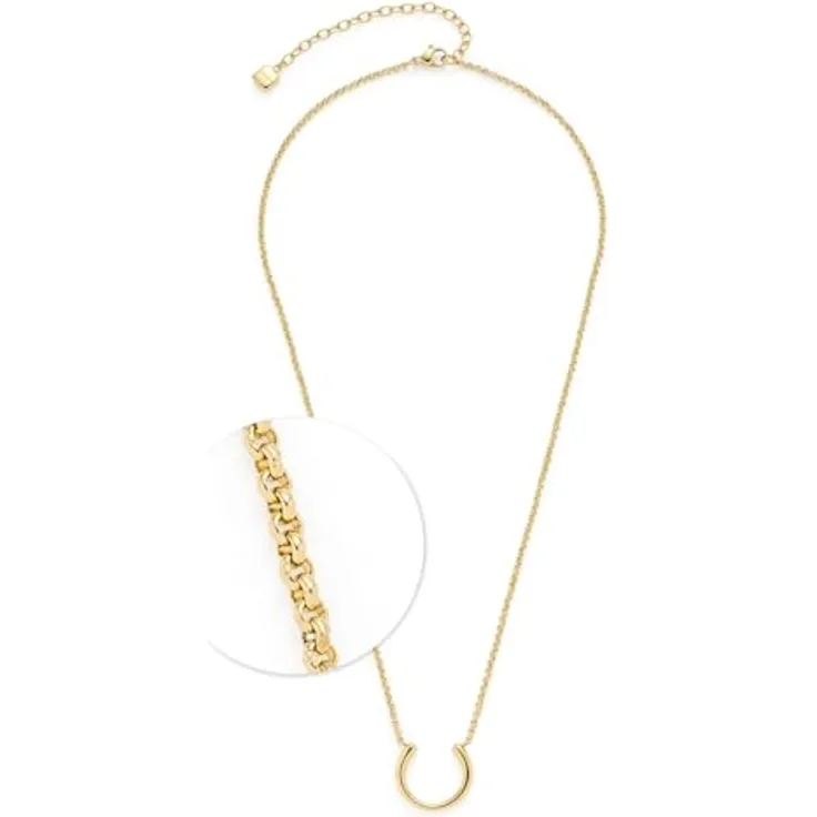 JEWELS BY LEONARDO Halskette Clip & Mix Maisy, goldfarbene Ankerkette aus Edelstahl mit halb offenem Ring, 45-52 cm, Schmuck Geschenk für Frauen