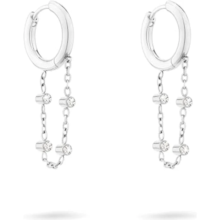 Tamaris Creole TJ-0568-E-25, Damen-Ohrringe mit Glasstein, Edelstahl IP Silber, 2,5 cm – Bild 1