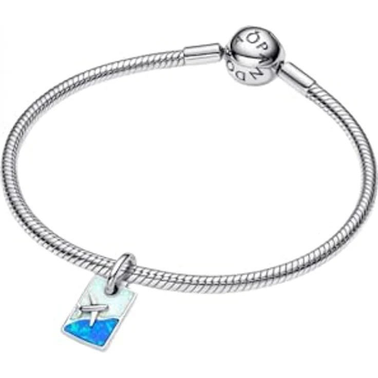 PANDORA Moments Reise Charm-Anhänger, Sterling Silber mit Synthetischem Opal, kompatibel mit ME und Moments Kollektion, 793913C01 – Bild 4
