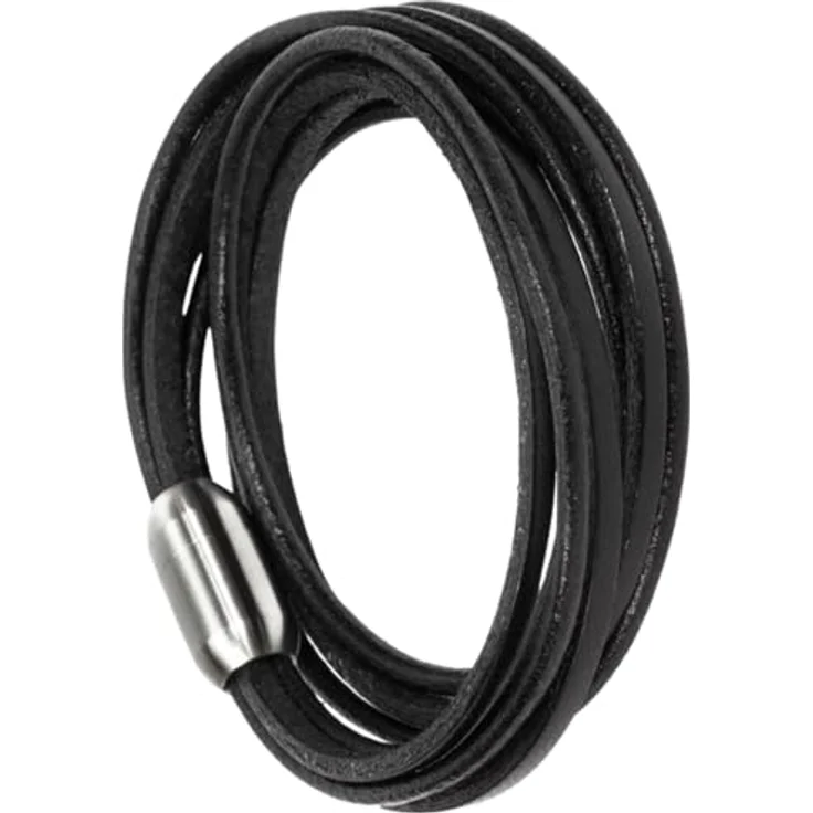 Simaru Designer Lederarmband, Wickelarmband für Herren & Damen, pflanzlich gegerbtes Leder mit Edelstahl Magnetverschluss, Made in Germany, schwarz (Größe M) – Bild 2