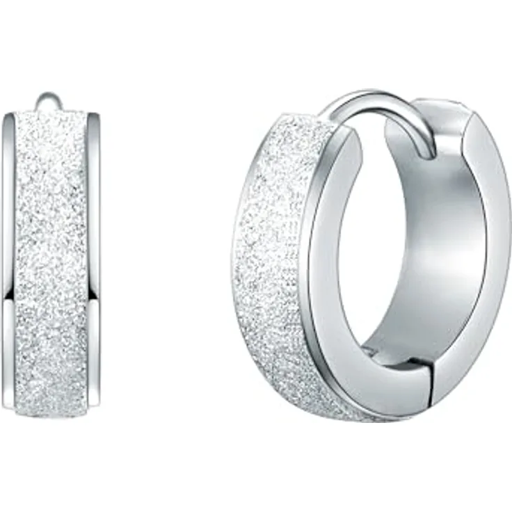 Eastside Damen Creolen Edelstahl, silber, hochglanzpoliert, mit Klappverschluss, 12,9 mm Durchmesser