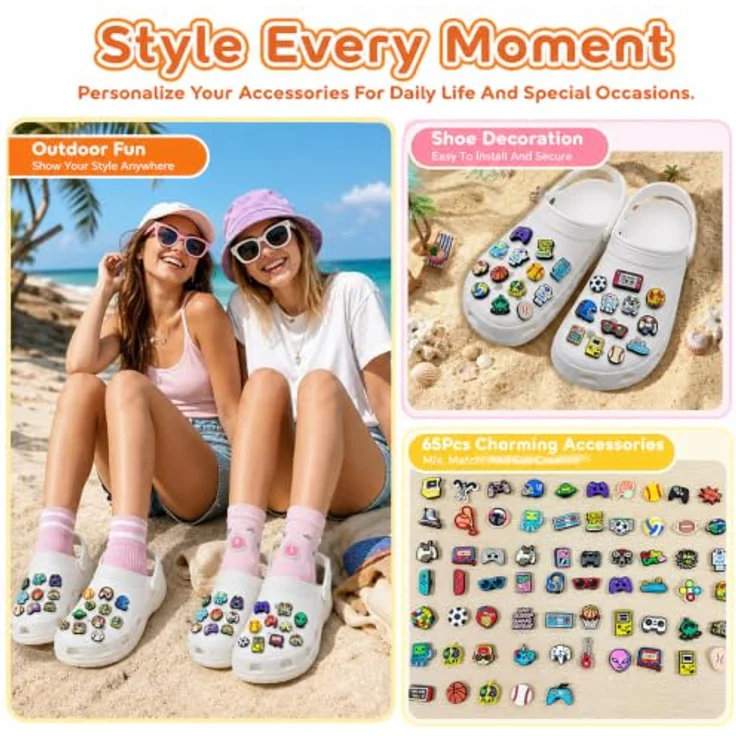 Cloxtralon 65 Clog-Charms, Set mit verschiedenen Motiven aus robustem und waschbarem PVC, für Clogs und Sandalen – Bild 5