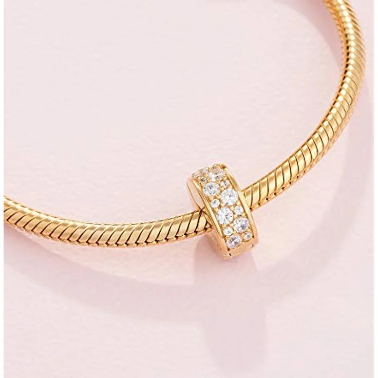 PANDORA SHINE Clip / Stopper "strahlende Eleganz", vergoldet mit Cubic Zirkonia, passt nicht auf feste Gewinde – Bild 4