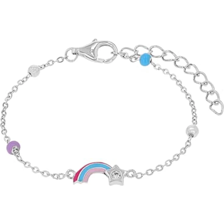 Prinzessin Lillifee Armband Sternschnuppe, 925 Sterling Silber mit Zirkonia, verstellbare Länge 12+2 cm, filigrane Optik – Bild 1